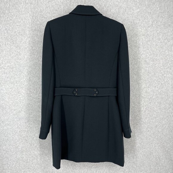 Tahari Womens Long Military Style Overcoat Size 4 Black Dark Blue Classic Chic - Picture 6 of 13